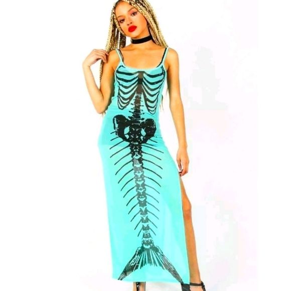 🤩NWT Iron fist Bone deep mesh maxi dress sizes  S , L & 2XL - Picture 1 of 8